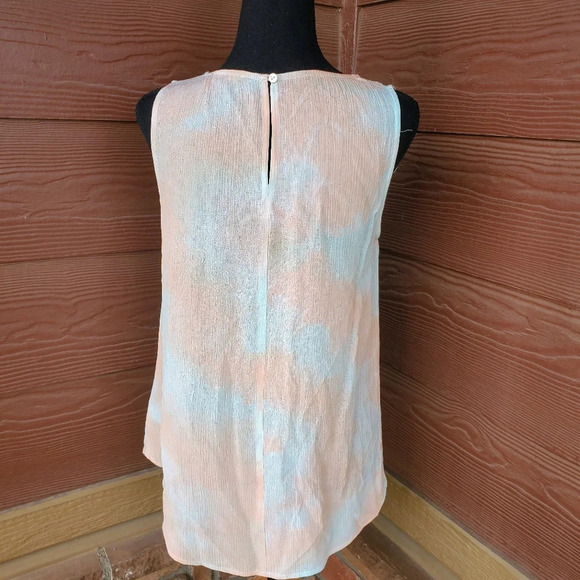 Staccato Women's Peach and Light Blue Watercolor Tie-Dye Sleeveless Blouse NWOT - Picture 6 of 10
